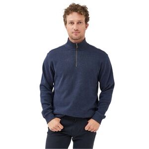 Rodd & Gunn Alton Ave Quarter Zip Sweater Ink Blue 100% Cotton Size Large